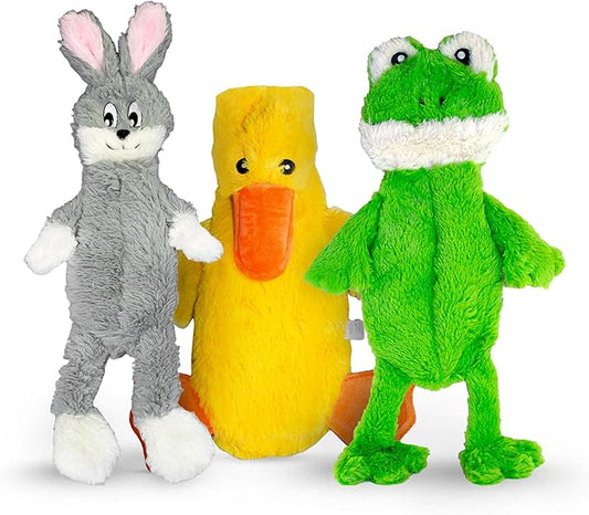 FGA MARKETPLACE Frog-Grey Rabbit-Duck Flat NO Stuffing NO Squeak Plush Dog Toy, Funny Style Will Entertain Your Pet for Hours, Recommended for Small and Medium Dog 21 INCH Long