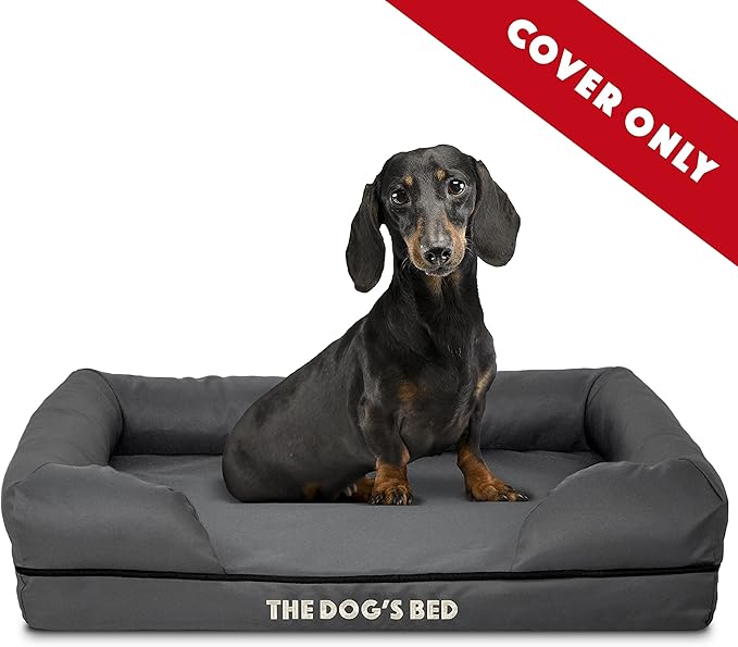 Replacement Outer Cover ONLY (Outer Cover ONLY - NO Bed, NO Waterproof Inner) for The Dog's Bed, Washable Oxford Fabric, Small (Grey with Black Piping)