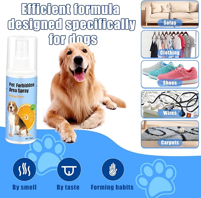 No Chew Spray for Dogs 2 Pack (100ML) Natural Ingredients Bitter Apple Spray for Dogs Alcohol Free Deterrent Spray to Stop Chewing Barking Marking and Nibbling (Blue)