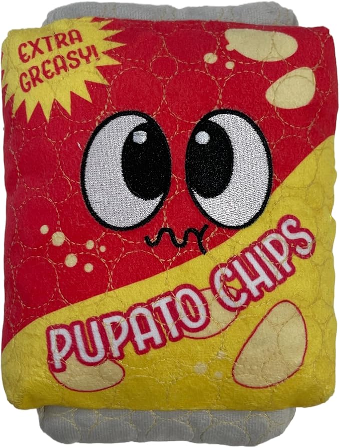 Bite Force Dog Toy - Wagging Wafers Squeaky Treat Dog Toy Kevlar-Reinforced for Aggressive Chewers- red and Yellow.