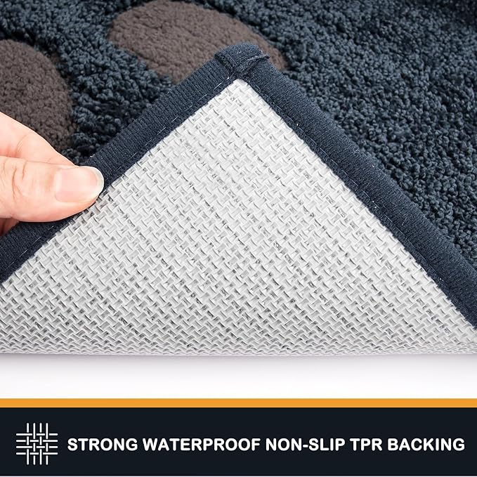 PURRUGS Dirt Trapping Door Mat 32" x 70", Non-Skid/Slip Machine Washable Microfiber Entryway Rug, Dog Doormat, Super Absorbent Welcome Mat for Muddy Wet Shoes and Paws, Navy Blue