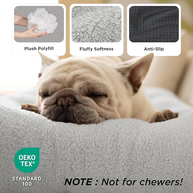 Bedsure Washable XL Dog Bed for Crate for Extra Large Dogs, Comfort Fluffy Plush Pet Pillow Bed Kennel Pad with Non-Slip Bottom, Machine Washable Pet Sleeping Mat, 41"x27", Gray