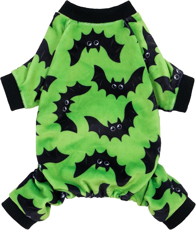 Fitwarm Halloween Bat Dog Pajamas, Funny Costumes for Small Dogs Boy Girl, Pet Outfit, Lime Green, Black, Large