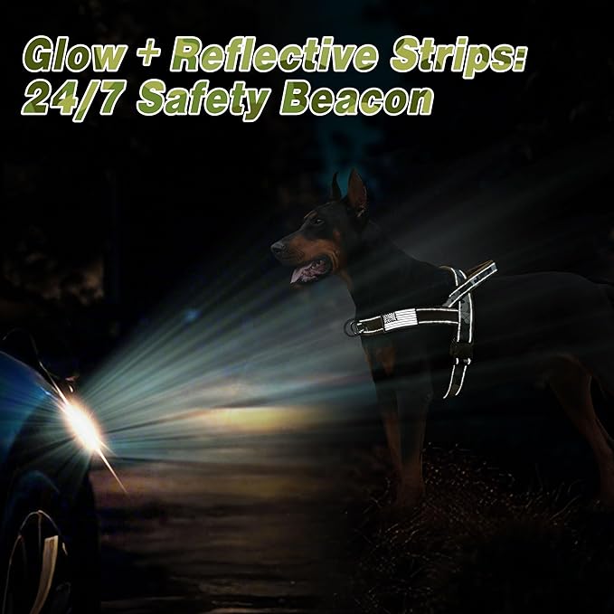 Forestpaw No Pull Dog Harness with Large Handle,Slip on Reflective Vest with Quick Release Buckle,Comfortable Flannel Lining for Medium Large Dogs Walking Training (Includes 3 Patches),Green Camo XL