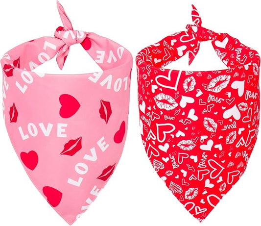 ADOGGYGO Valentine Dog Bandana, Multiple Sizes Offered, Reversible Triangle Dog Scarf Pet Bandana for Large X-Large Dogs (X-Large)