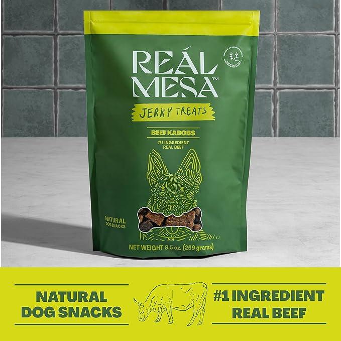Beef Kabob Jerky Treats for Dogs - All-Natural, High-Protein Dog Snacks - Premium Beef Dog Treats for Training & Rewarding - Healthy, Delicious Kabobs (9.5oz)