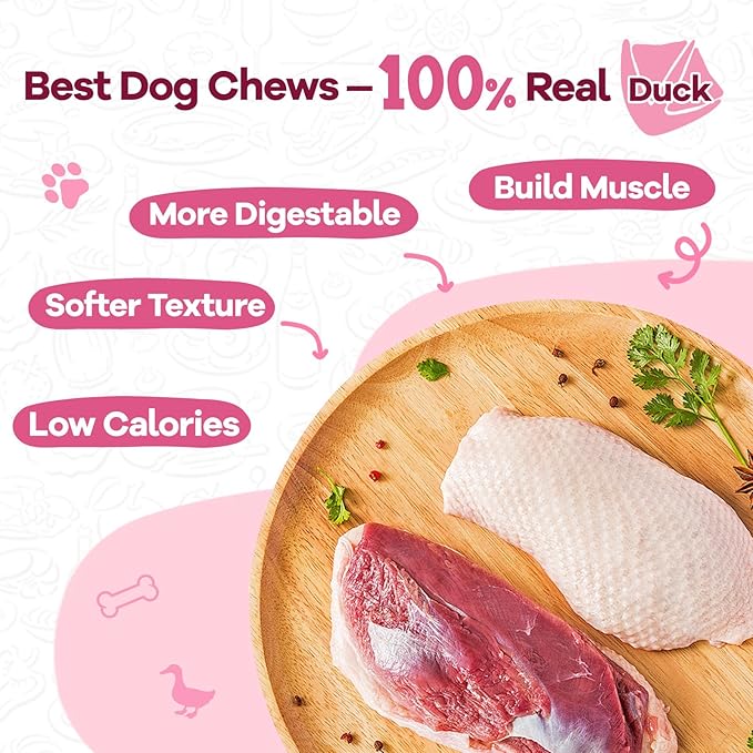 Duck Dog Treats, Calcium Bones Chews, Rawhide Free, Natural Snacks for Samll Dog w/Taurine,12.5 oz