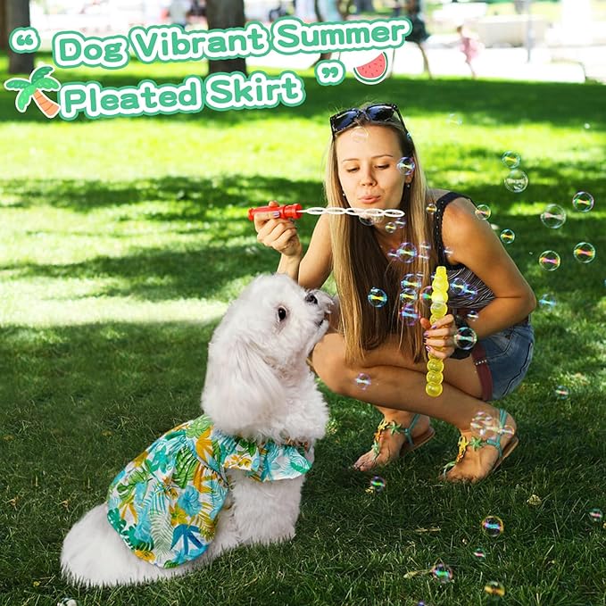 TONY HOBY Dog Dress, Dog Princess Dress with Straps, Pet Summer Dresses Clothes for Small Medium Dogs (Green, S)