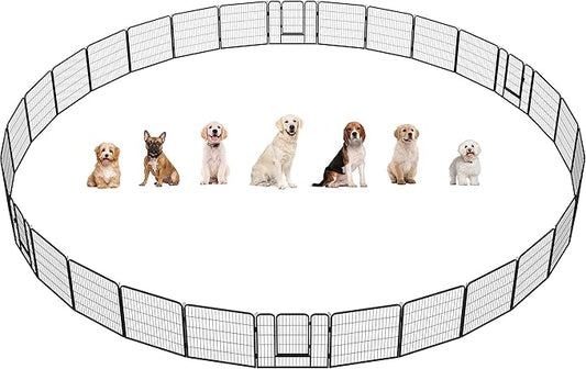Yaheetech Dog Playpen Outdoor, 32 inch 32 Panels Dog Pen Indoor Heavy Duty Puppy Exercise Pen Metal Pet Fence for RV Camping/Yard/Garden