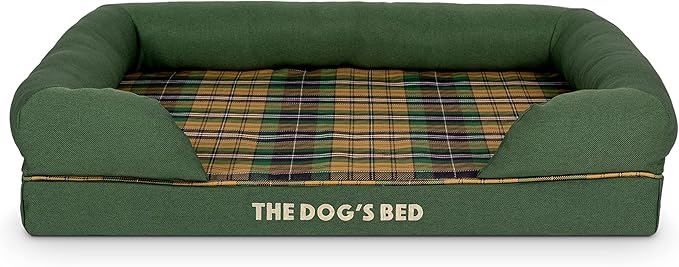 Replacement Outer Cover for The Dog's Bed Orthopedic with Sides, Washable Fabric, Medium (Green Tartan)