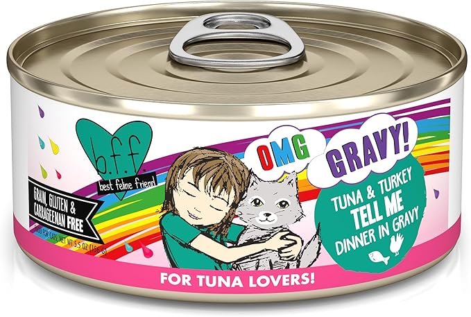 B.F.F. OMG - Best Feline Friend Oh My Gravy!, Tuna & Turkey Tell Me with Tuna & Turkey, 5.5oz Can (Pack of 8)