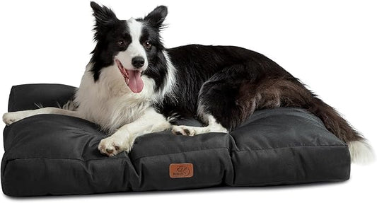 Bedsure Dog Beds Large Sized Dogs - Washable Pet Bed Mattress with Oxford Fabric, Pet Pillow Cushion for Crate, Grey Dog Mat Outdoor, 36x27x4, Black