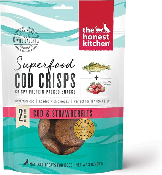 The Honest Kitchen Superfood Cod Crisps: Cod & Strawberry, 3 oz