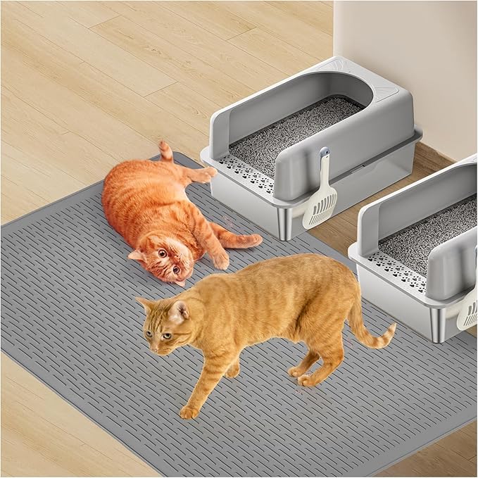 Cat Litter Mat,Waterproof Soft Litter Mat,39x27in Large Rubber Litter Box Mat,Washable Cat Litter Mat Litter Trapping Mat Easy to Clean,Indoor Floor Xl Kitty Litter Mat