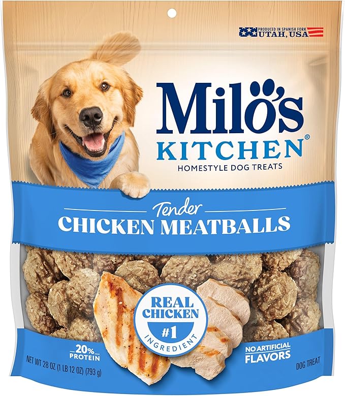 Milo's Kitchen Homestyle Dog Treats, Chicken Meatballs, 28 Ounce, High Protein, No Artificial Flavors