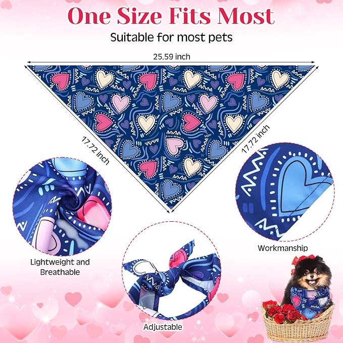 Amylove 120 Pcs Halloween Dog Bandanas Bulk Thanksgiving Day Holiday Triangle Dog Pack Puppy Kerchief Bandana Adjustable Pet Scarf for Pet Cat Costume Accessories Decor(Love)