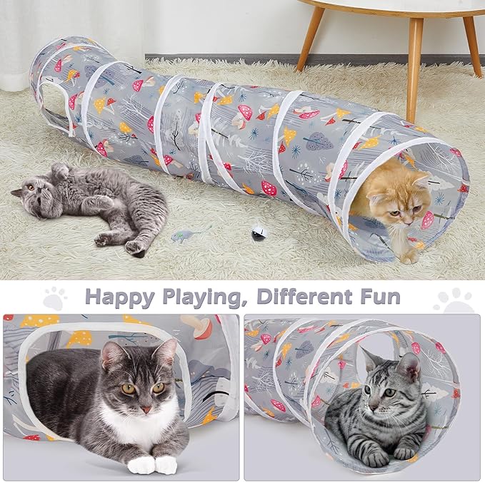 Glittme Cat Tunnel, Cat Tunnels for Indoor Cats, S-Shape Cats Cave with Cat Toys, Foldable Cat Tubes and Tunnels for Cats, Rabbit, Puppy, Guinea Pig