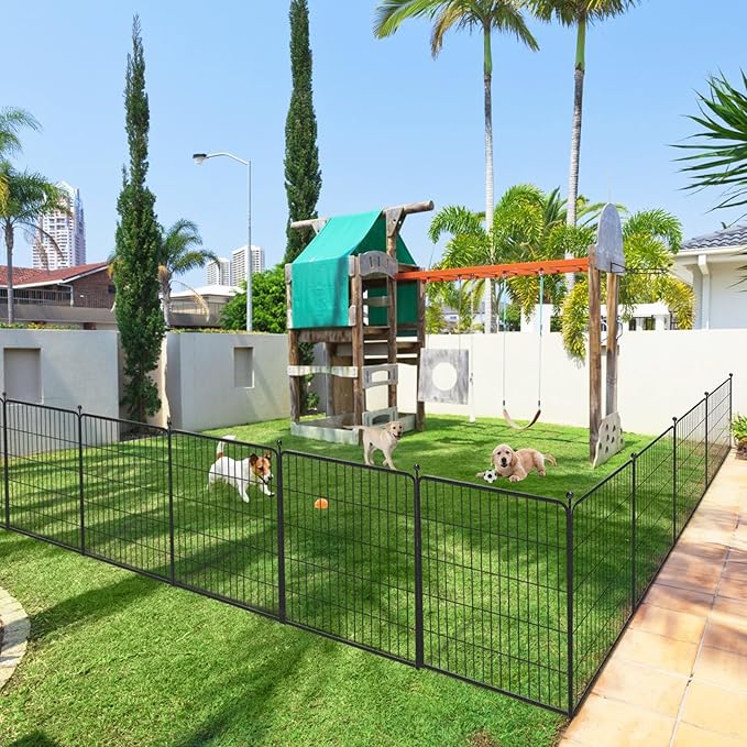 Dog Playpen 32 inch 20 Panels Indoor Outdoor Dog Pen for Medium/Small Dogs Heavy Duty Metal Dog Fence Outdoor for Yard, Puppy Playpen with Door Portable Pet Fence for RV Camping Yard