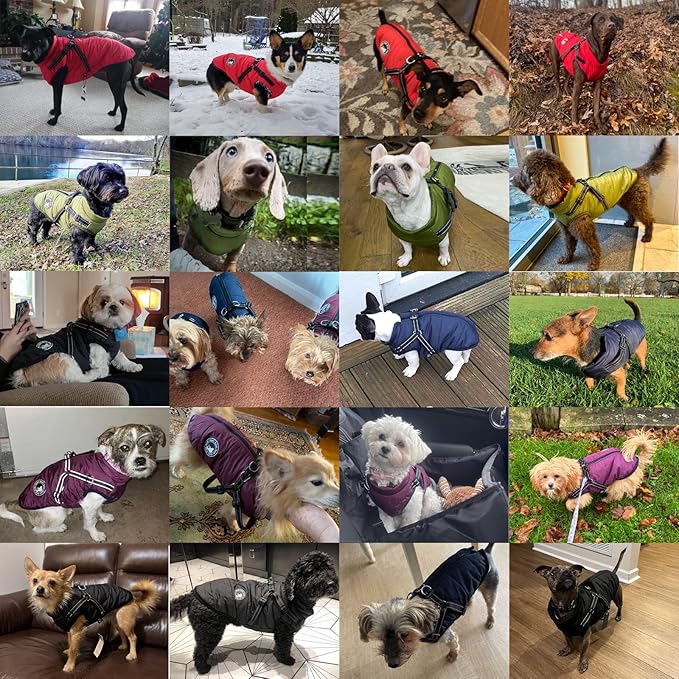 Gyuzh Dog Coat with Harness Winter Dog Coat Fleece Dog Jacket Waterproof Dog Coat Zipper Dog Jacket Puppy Coat Small Dog Clothes Dog Coat with Reflective Harness for Smal Medium Large Dogs