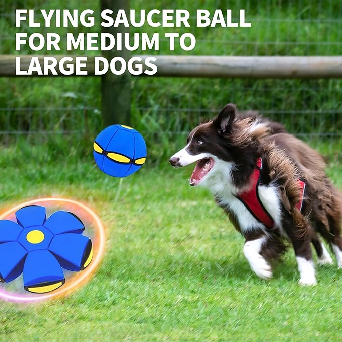 FlidRunest 3-Piece Flying Saucer Dog Toy Set, Interactive LED Dog Disc Toy
