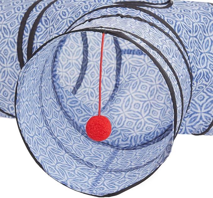 Tempcore 3 Way Collapsible Cat Toys - Indoor Cat Tunnels with Peek Hole & Ball, Perfect for Kittens & Puppies