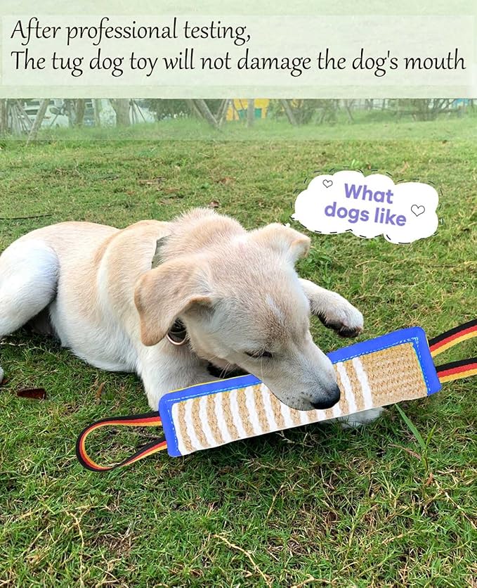 Clysoru Dog Tug Toy Dog Tough Jute Bite Pillow Lasting Training Equipment Two Flag Handles Puppy to Large Dogs Interactive Toy war Toys for Aggressive chewers