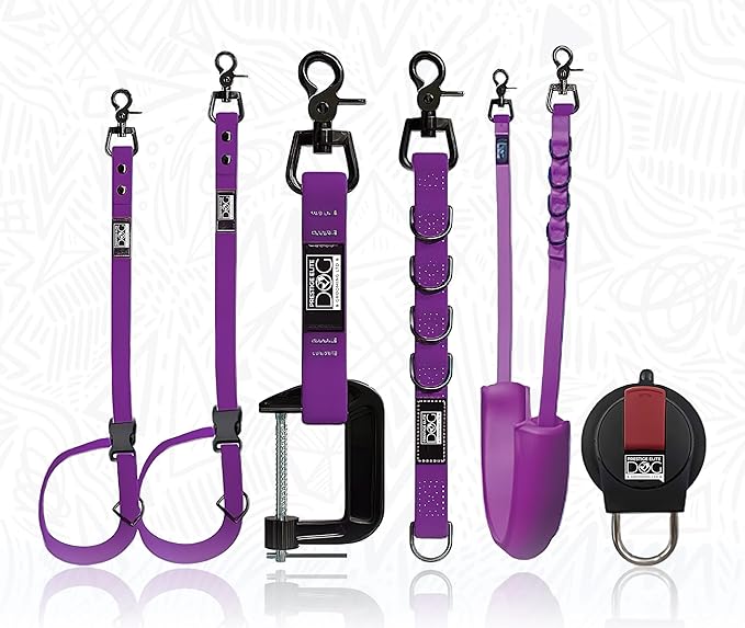 Prestige Elite - Set of 6 - Dog Groomers Helper Grooming Loops for Pet Groomers Adjustable Biothane Dog Grooming Loop, Belly Strap, Grooming Noose, Extension Strap & Suction Cups - Grooming Leash
