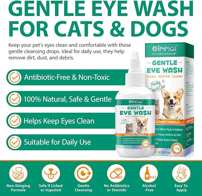 FANSHI Pets Dog Eye Drops Gentle Eye Drops for Dogs and Cats Specially Formulated Eye Wash Relieve Eye Itching & Irritation, Cleansing 100ml/3.38fl Oz