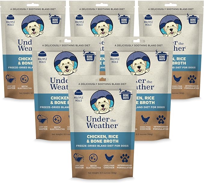 Under the Weather Easy to Digest Bland Diet for Sick Dogs - Always Be Ready - Contains Electrolytes - Gluten Free, All Natural, Freeze Dried 100% Human Grade Meats - Chicken, Rice & Bone Broth