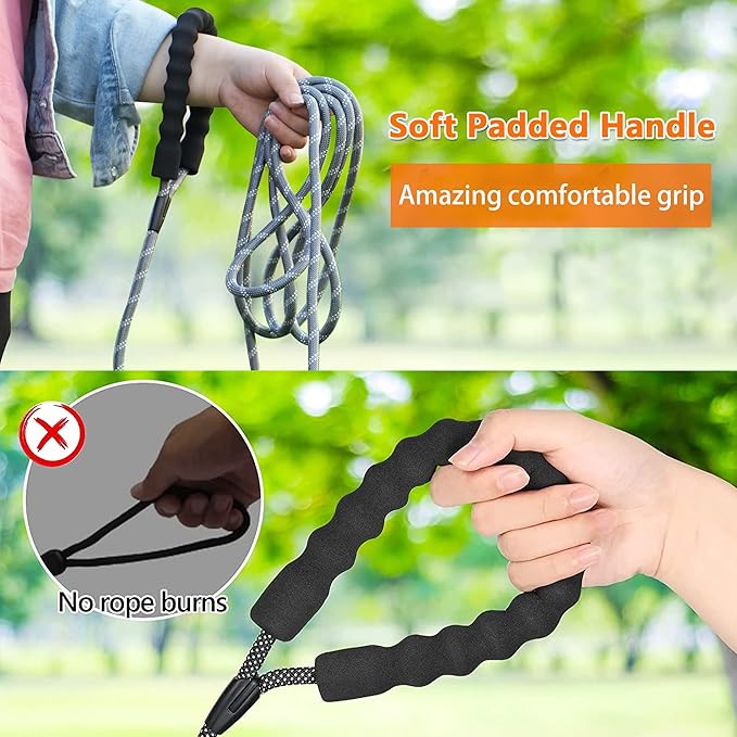 NTR Long Dog Leash,15FT Rope Leash for Dog Training with Swivel Lockable Hook,Reflective Threads and Comfortable Handle,Dog Lead for Walking,Hunting,Camping for Medium and Large Dog, Teal/Yellow