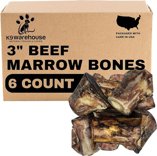 Beef Bone Marrow Dog Treats - Long Lasting Dog Bones for Aggressive Chewers - All-Natural Marrows Treats for Dogs - High-Protein Marrow Bones for Dogs Small, Medium, Large & Extra Large