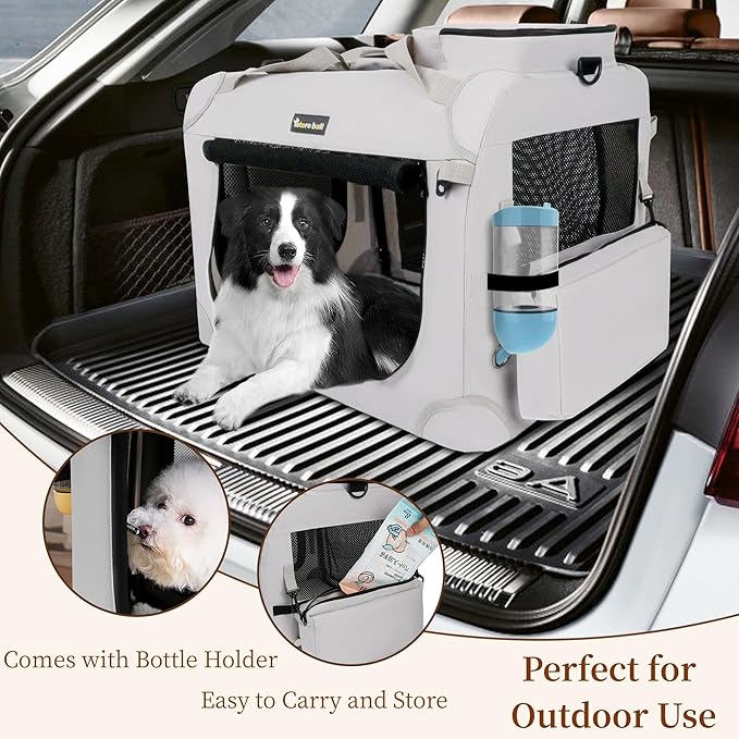 Extra Large Cat Carrier for 2 Cats Collapsible Soft Pet XL Crate for Large/Medium Cats 20lbs Car Travel Portable Bag with Water Bottle Slot For Long Trips (Blue, 24.0"L x 16.5"W x 16.5"H)