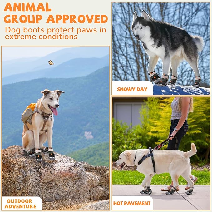 Dog Shoes for Large Small Medium Dogs, Breathable Dog Booties for Outdoor Walking Hiking Anti-Slip Dog Boots Paw Protectors with Reflective Straps for Hardwood Floor Winter Snow Size 4