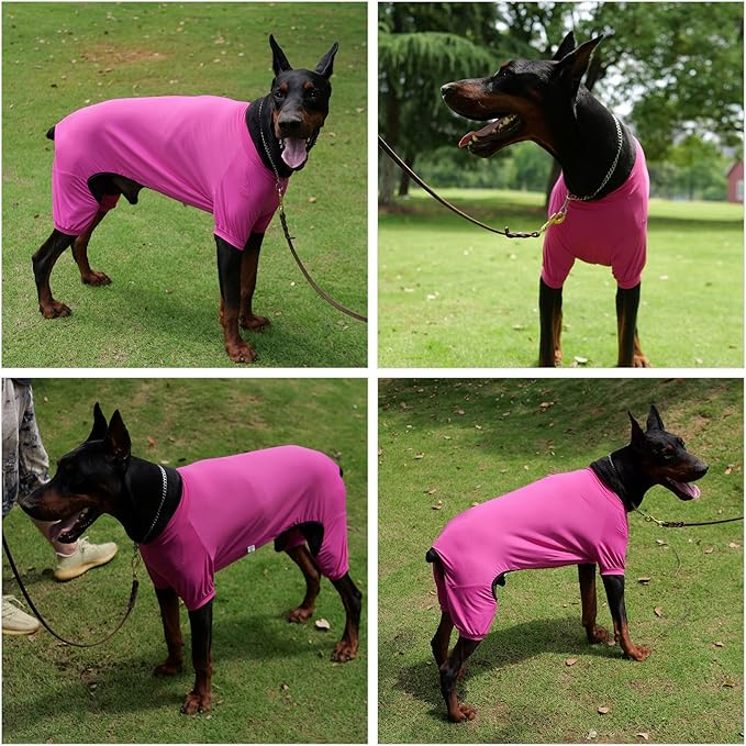 LoveLongLong Dog Jumpsuit with UV Protection and Quick-Dry Fabric for Spring Summer Pet Pajamas Purplish red XS