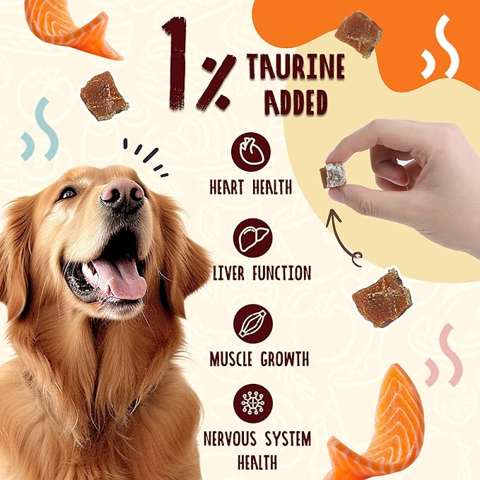 Salmon Dog Treats, Healthy Salmon Bites, Dog Jerky Training Treats with Taurine, Rich in Omega-3, 12oz (Smoked Flavor)