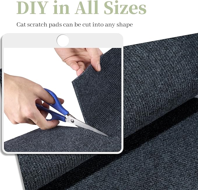 Uranshin Cat Scratch Mat, Trimmable Self-Adhesive Furniture Protector, Scratching Post Carpet 78.7"x15.8" Couch Protector From Claws (Dark Grey)