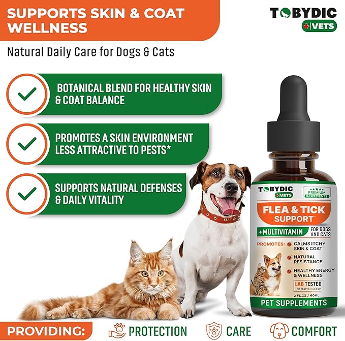 Flea & Tick Prevention Support - Oral Flea Natural Control & Treatment for Dogs and Cats - Herbal Medicine for Small and Large Dogs with Multivitamin Pet Supplement Made in USA