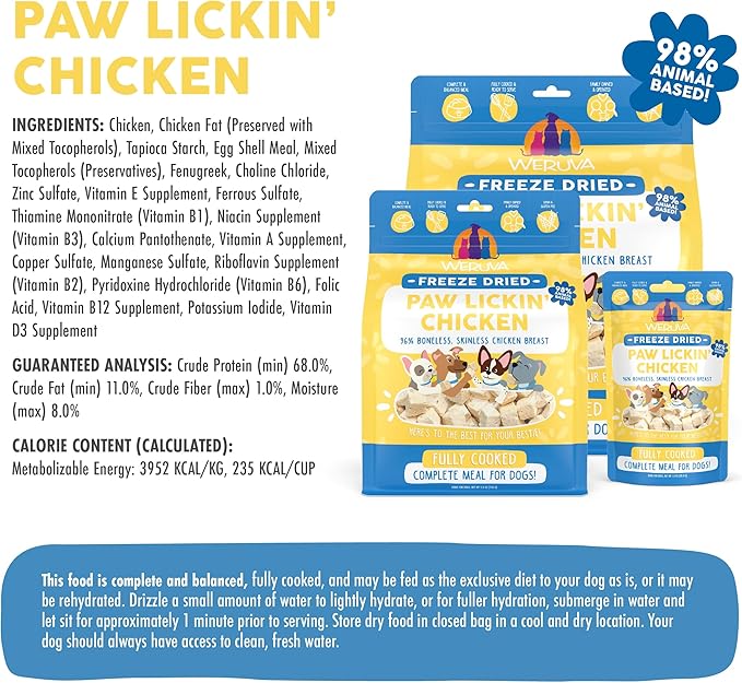 Weruva Dog Freeze Dried, Paw Lickin' Chicken with Chicken Breast, 5.5oz Bag