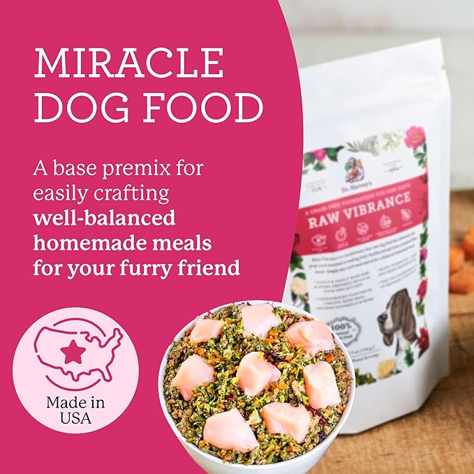 Dr. Harvey's Raw Vibrance Dog Food, Human Grade Dehydrated Base Mix for Dogs, Grain Free Raw Diet (3 Pounds)