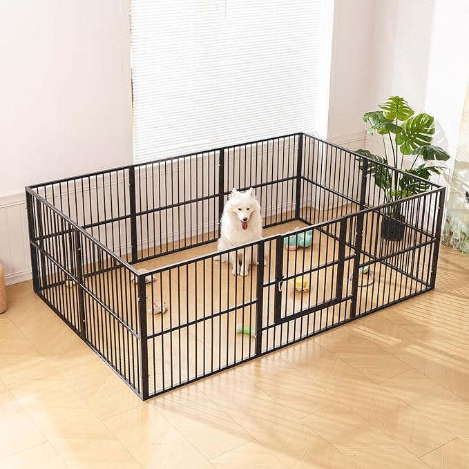 Dog Playpen - 32" Height Dog Pen, Heavy Duty Puppy Pen with Door, Safe & Sturdy, Easy Assemble for Indoor/Outdoor Pet Playpen