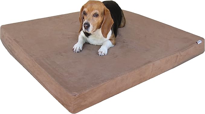 Dogbed4less Orthopedic Dog Bed with Gel Memory Foam for Medium Large Pet, Waterproof Liner, Durable Microsuede Brown Cover, 41X27X4 Inch (Fit 42X28 Crate)
