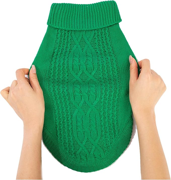 Stretchy Cat Sweater - 17 Colors & 6 Sizes | Snug Winter-Ready Knit for Boy/Girl Cats & Kittens(Dark Green, Small)