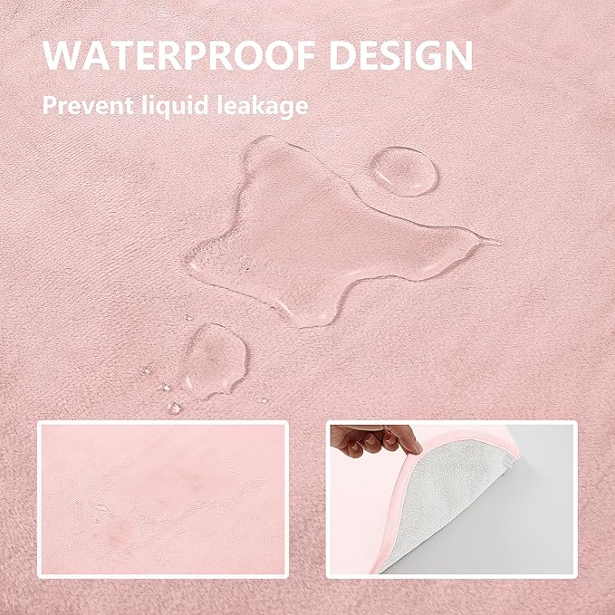 Waterproof Blanket for Bed Protection, Washable Dog Blankets for Couch, Soft Reversible Pet Throw Furniture Protector Cover for Sofa-82"x120",Pink+Cream