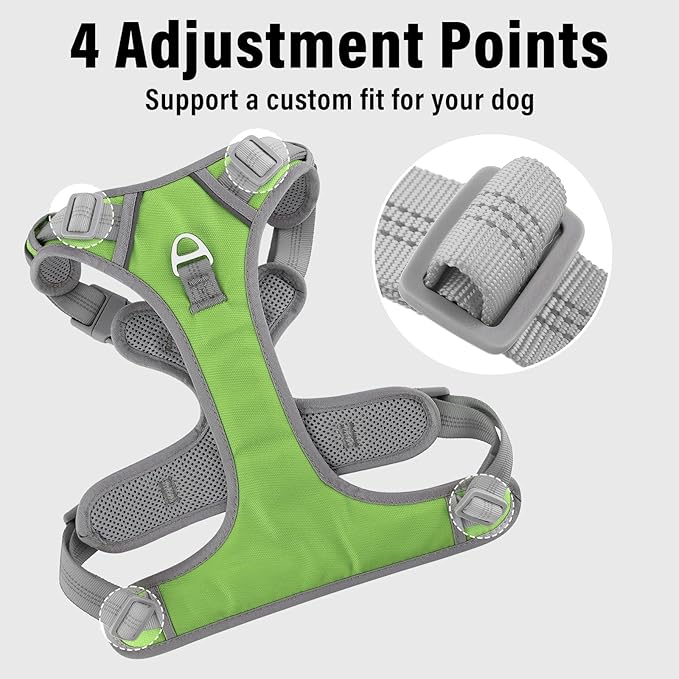 Plutus Pet No Pull Dog Harness, Release at Neck, Reflective Adjustable Dog Vest Harness, Easy Control Handle for Walking, for Small Medium Large Dogs, Green, S