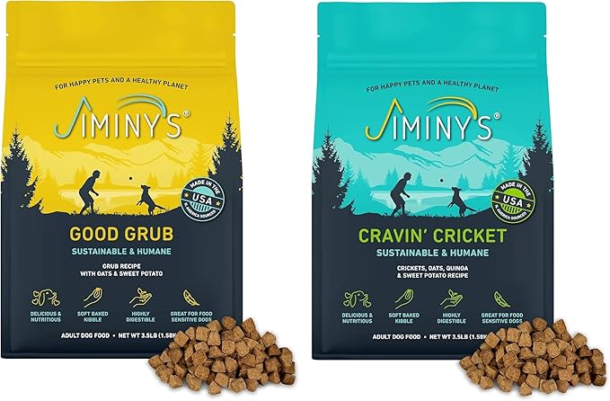 Jiminy's Cravin' Cricket & Good Grub Dry Dog Food Bundle, Two 3.5 lb Bags