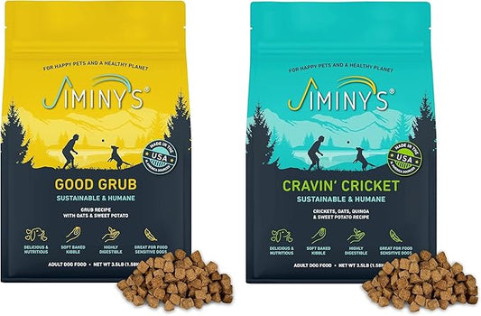 Jiminy's Cravin' Cricket & Good Grub Dry Dog Food Bundle, Two 3.5 lb Bags