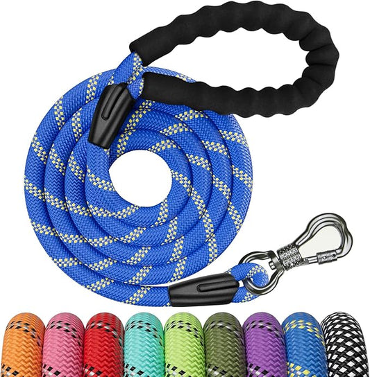 NTR Heavy Duty Dog Leash,5FT Long Rope Leash for Dog Training with Swivel Lockable Hook,Reflective Threads and Comfortable Handle,Dog Lead for Walking,Hunting,Camping for Medium and Large Dog (Blue)
