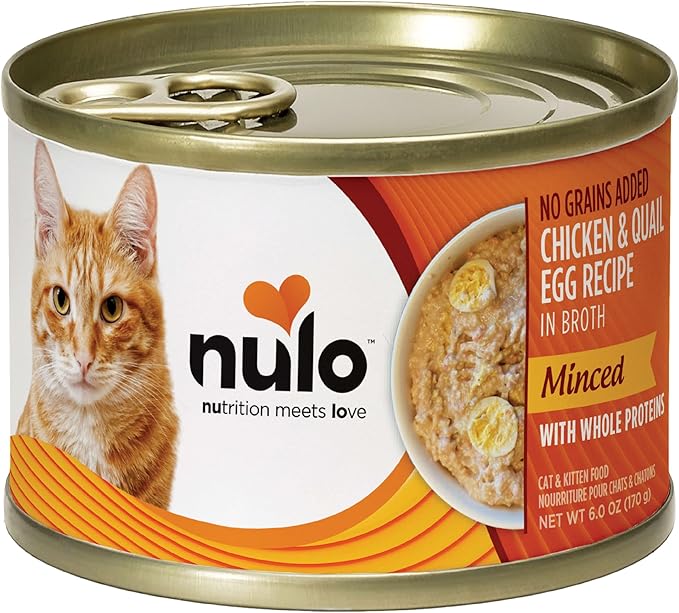 Nulo Minced with Whole Proteins Wet Canned Cat Food, Chicken and Quail Egg in Broth, 6.0 Ounce, 8 Cans