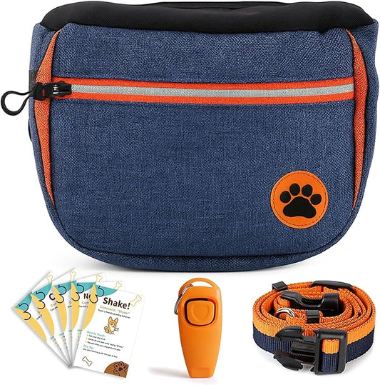 Dog Treat Pouch for Training – Removable Liners, Large Opening and Capacity Treat Bag with Clicker, Obedience Cards, Waist Strap Clip Treat Fanny Pack for Dog Training and Walking