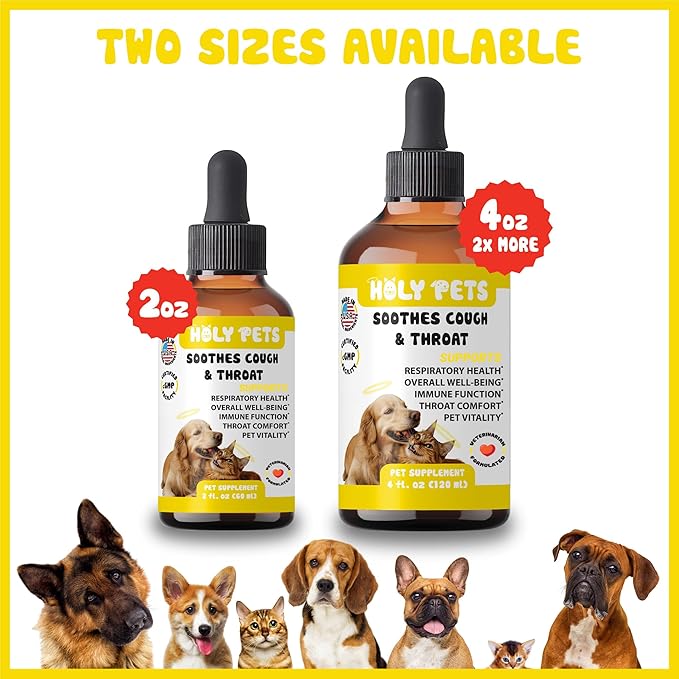 Cough Medicine for Dogs & Cats, Respiratory Infection Support - Sneezing Relief & Kennel Cough Treatment - Pet Asthma Support - Made with Natural Ingredients in The USA